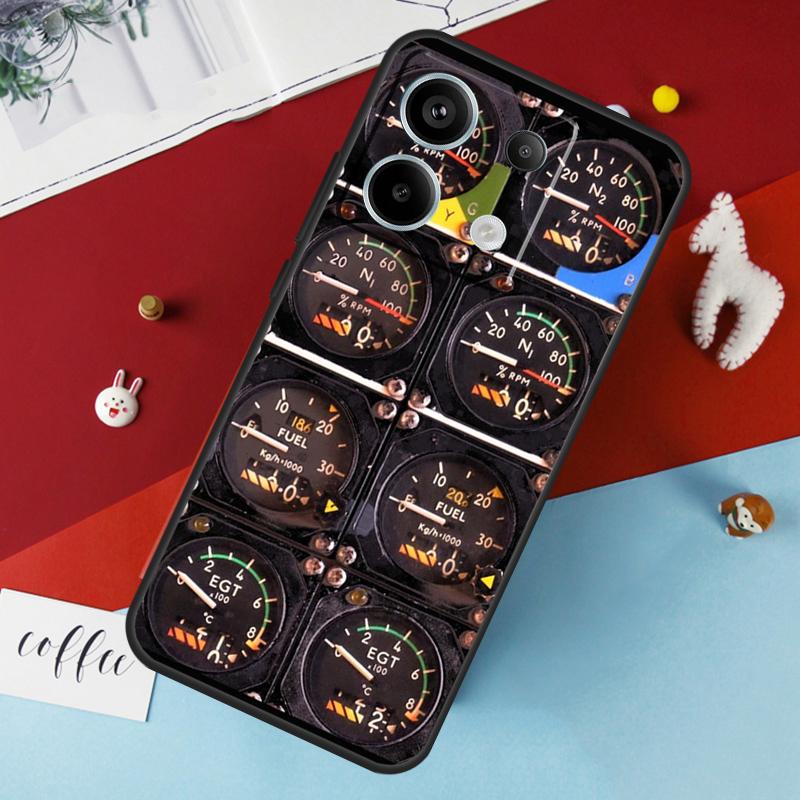 Flight Instruments Case For Xiaomi Redmi Note 14 Pro 13 12 11 10 15 Pro Plus Redmi 15 14C 10C 12C 13C 15C Cover