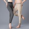 Unisex High-Waisted Thick Wool Pants: Warm Jacquard Knit Base Layer for Winter