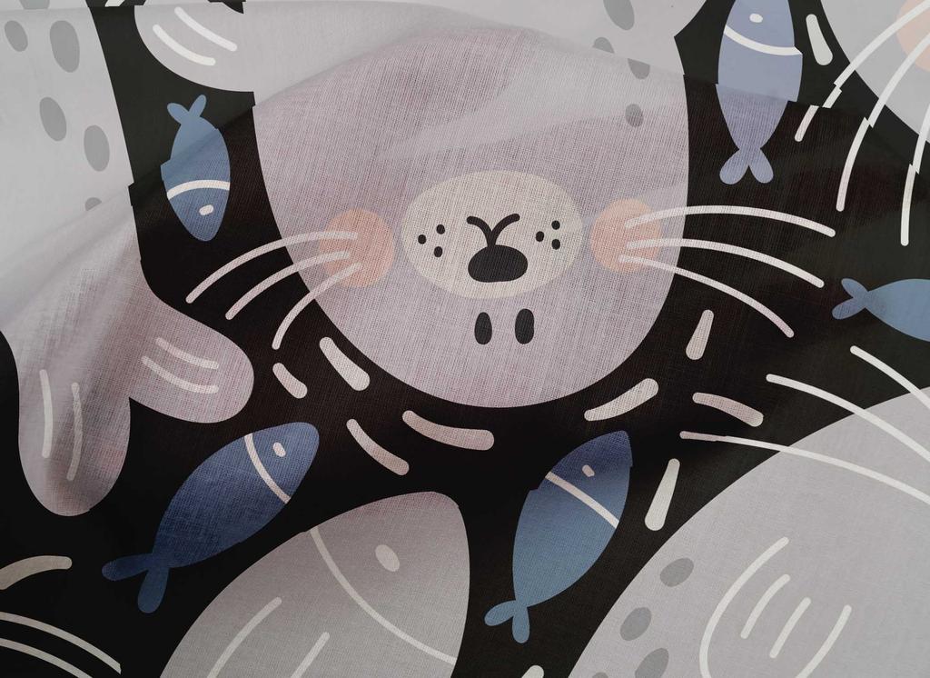 oneOone Cotton Poplin Black Fabric Kawai Diy Clothing Quilting Fabric Print Fabric By Yard 42 Inch