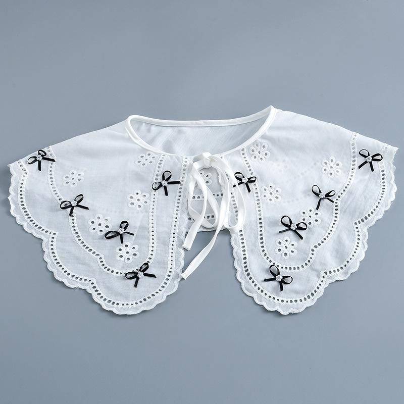 Korean Summer Floral Embroider Fake Collar Neck Guard Scarf Female Shoulder Wraps Cape Removable Shirt Detachable Collar