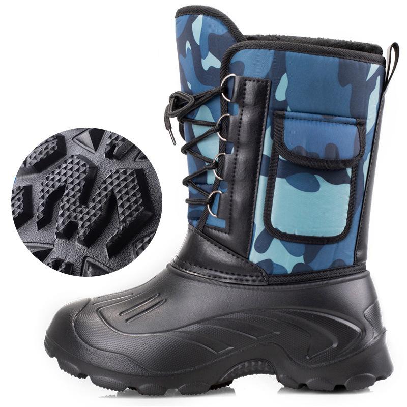 Новая утолщенная водонепроницаемая хлопковая обувь для рыбалки, нескользящие и теплые зимние толстые зимние сапоги с высоким бочком для рыбалки