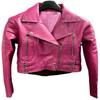 Noora Женская байкерская мотоциклетная куртка Ярко-розовая куртка из 100% натуральной кожи ягненка Розовая байкерская куртка, повседневная укороченная куртка