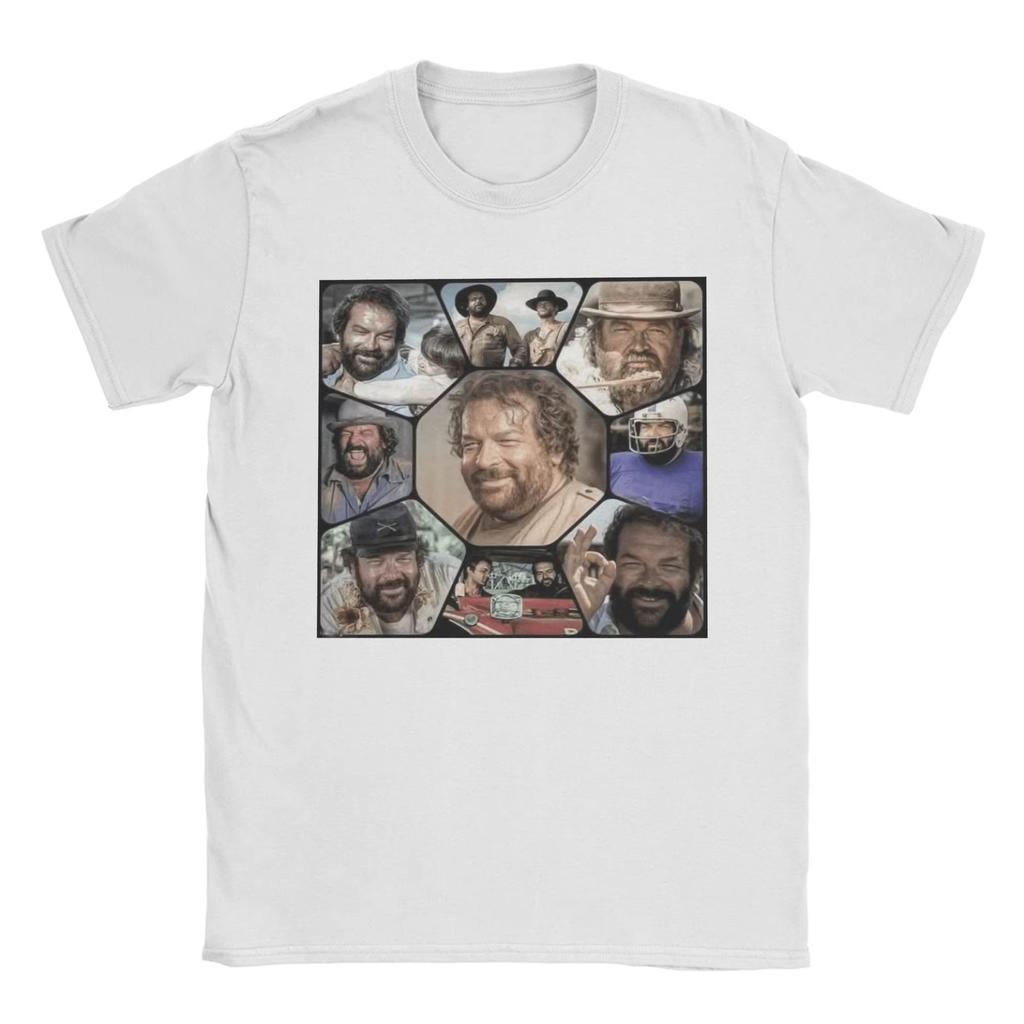 Мужские футболки Bud Spencer Carlo Pedersoli Монтаж Хлопковая одежда Смешные футболки с коротким рукавом и круглым вырезом Идея для подарка Футболки