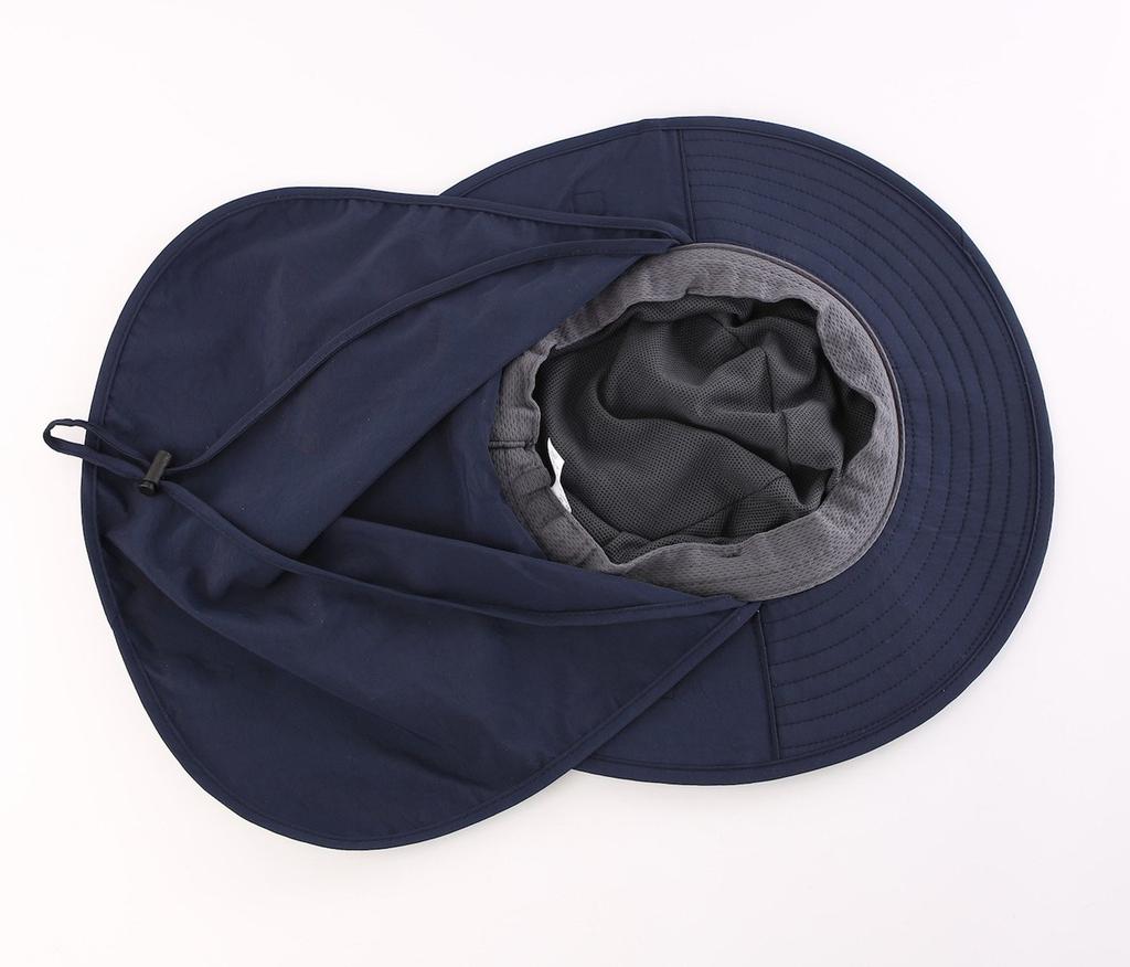 Outdoor Unisex Mesh Safari Wide Sun Farm Work UV Protection Hat [Connectyle] UPF50+ Hat, Brim, Protection, Hat, (Navy Blue)