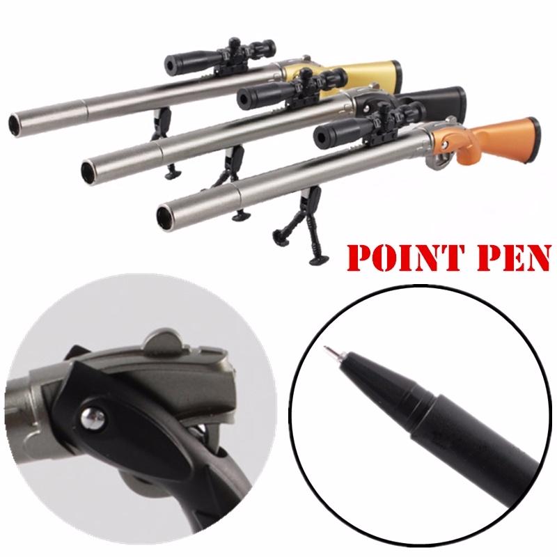 Gun Shape Blue Ink Ballpoint Pens 0.5mm Home Office Stationery School Gray Office Writing