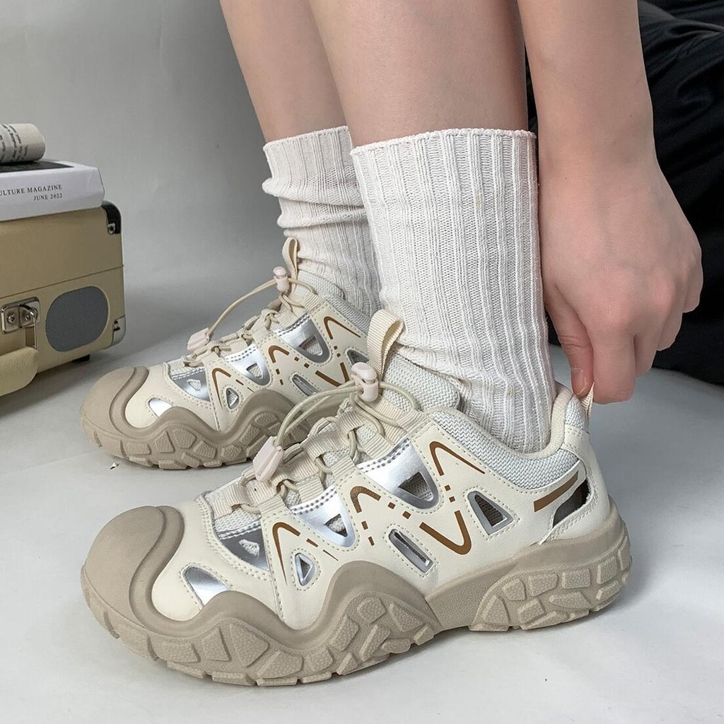 Fashion Outdoor Hollow Casual Shoes Women's 2025 Summer New Ugly Cute Shoes Running Sports Shoes Hiking Shoes Dad Shoes