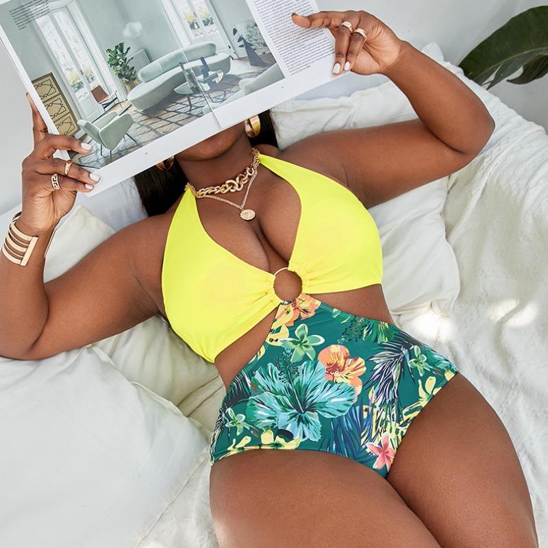 Women Bikini Fat Mm One-piece Plus-size Swimsuit Sexy High Waist Bathing Suit Beach Swimwear Female Summer Swimsuit