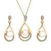Elegant Pearl Teardrop Necklace & Stud Earrings Set for Bridal