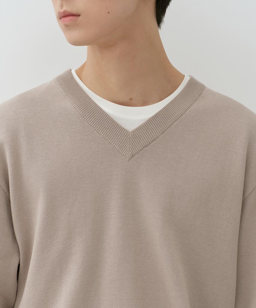 MUSINSA STANDARD Washable Supima Cotton V-Neck Knit [Mushroom]