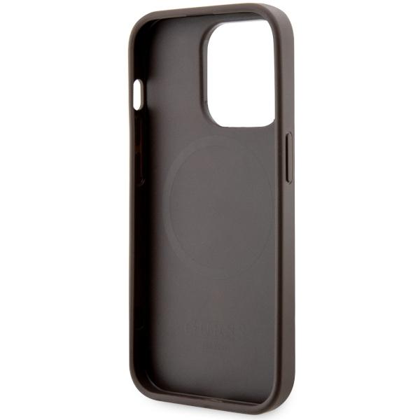 Etui do iPhone 14 Pro Max Guess GCube Stripes MagSafe Brązowe