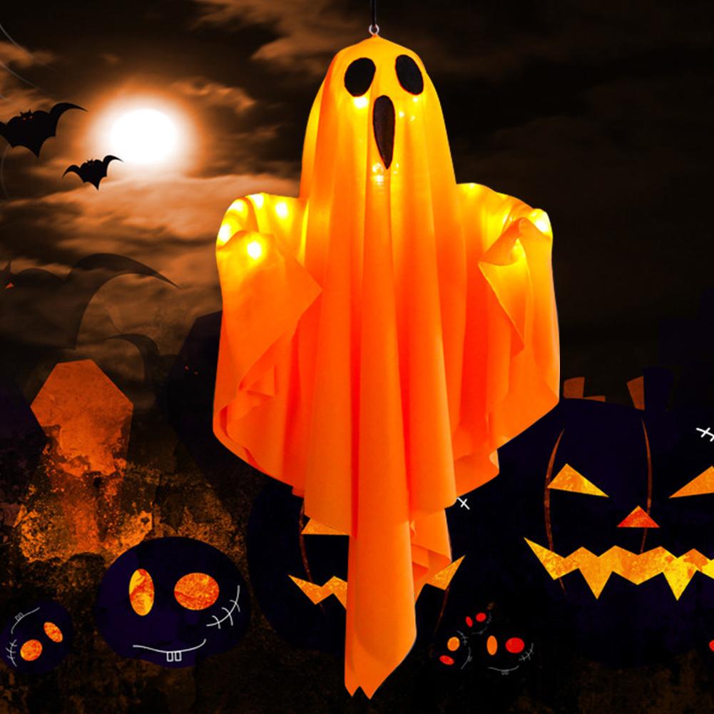 Halloween Glowing White Ghost Waterproof LED Door Hanging Ghosts Horror Props for Halloween Garden Home Room Decoration