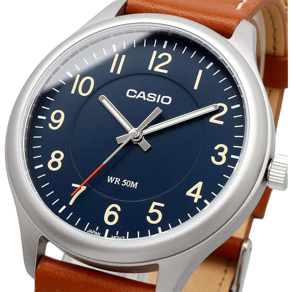 Casio Standard Quartz Men's Watch MTP-B160L-2BV Blue Dial Tan Leather Band Imported Model