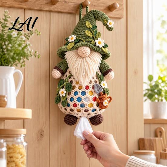 Functional Home Accessories Gnome Crochet Bag Holder DIY Kit Cute Sunflower Plastic Organizer Craft Kit Hanging Mushroom Xmas
