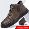 Мужские зимние кожаные кроссовки хайтопы 2024 года с мягкой подошвой и плюшевой подкладкой