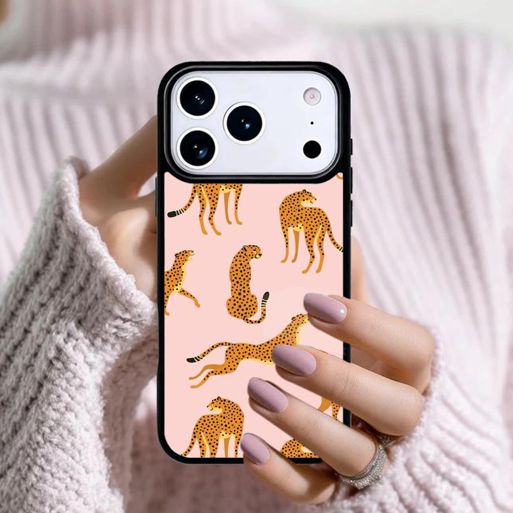 Cute Cheetah Phone Case For Apple iPhone 17 Air 16E 15 14 Plus 13 12 11 Pro Max Mini Funda Cover