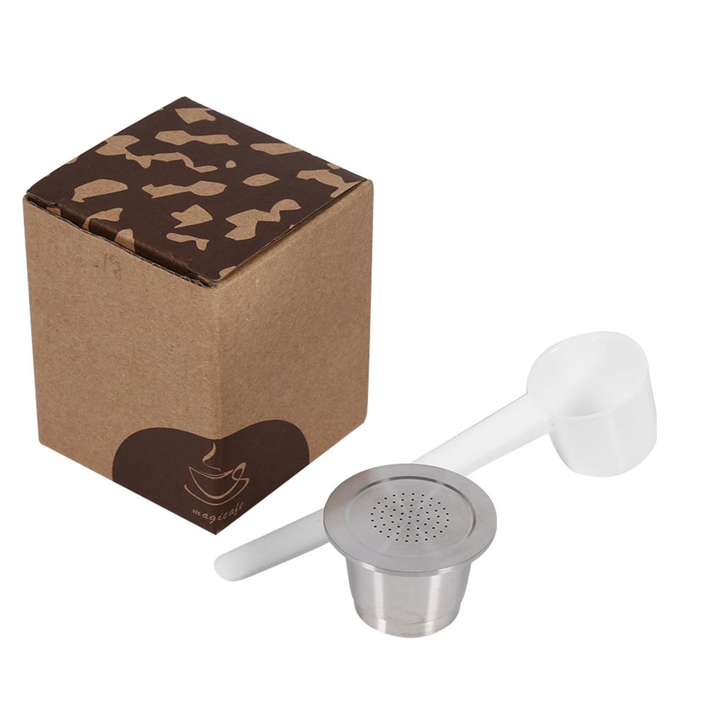 Stainless Steel Refillable Reusable Coffee Capsule With Spoon Compatible For Nespresso Machine