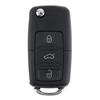 Black 3 Buttons Remote Replacement Key Case No Chip with Uncut Car Flip Key for Volkswagen B5