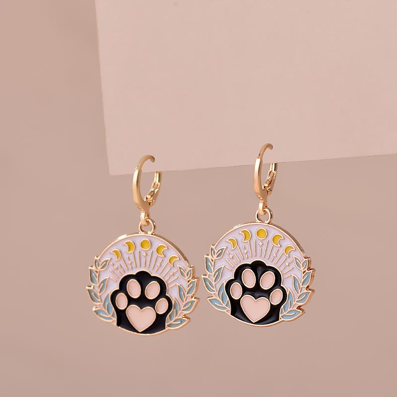 Colorful Aesthetic Animal Cat Rabbit Koi Dragon Earrings For Women Girls Enameled Delicate Gold Color Hoop Earrings Zircon Gift