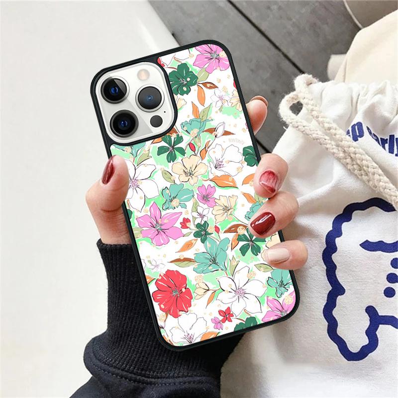 Винтажный чехол для телефона с цветами и листьями для iPhone 17 Air 15 16 Чехол 11 13 14 Pro Max 12 Plus Max Fundas