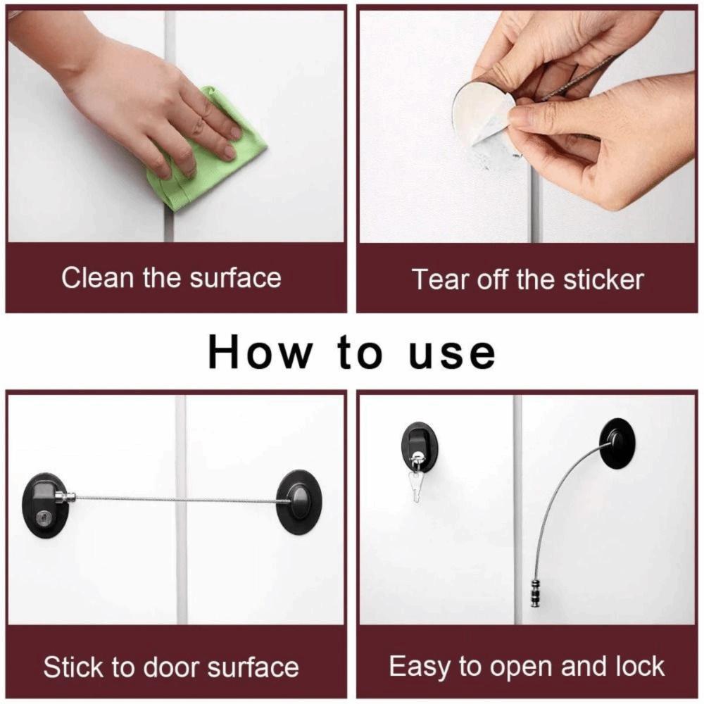 Stainless Steel Cable Baby Safety Lock Self-adhesive Security Lock with Keys Window