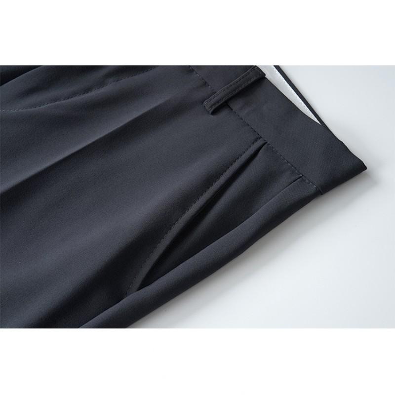 Летняя свободная версия мужских высококачественных однотонных вертикальных девятиточечных брюк большого размера