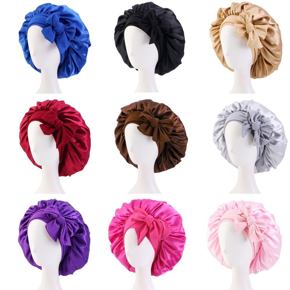 Turban Bonnet Silk Nightcap Hair Care Sleep Hat Headwear Sleeping Cap  Women Children