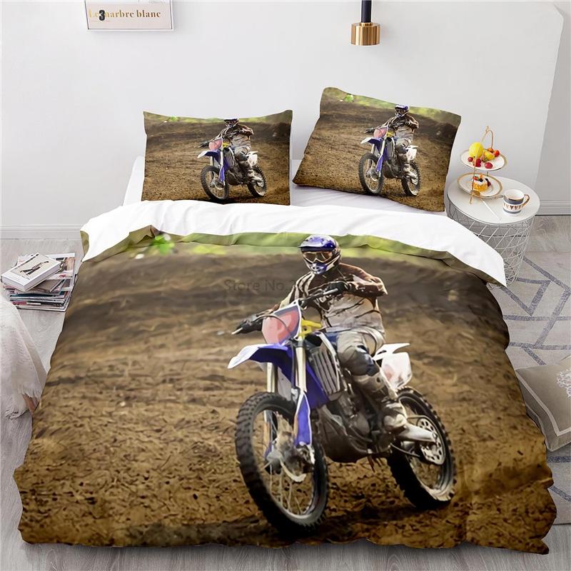 Stunt Off-road Motorcycle 3d Printed Bedding Set Duvet Cover Set with Pillowcase Twin Full Queen King Size Bedclothes Bed Linen