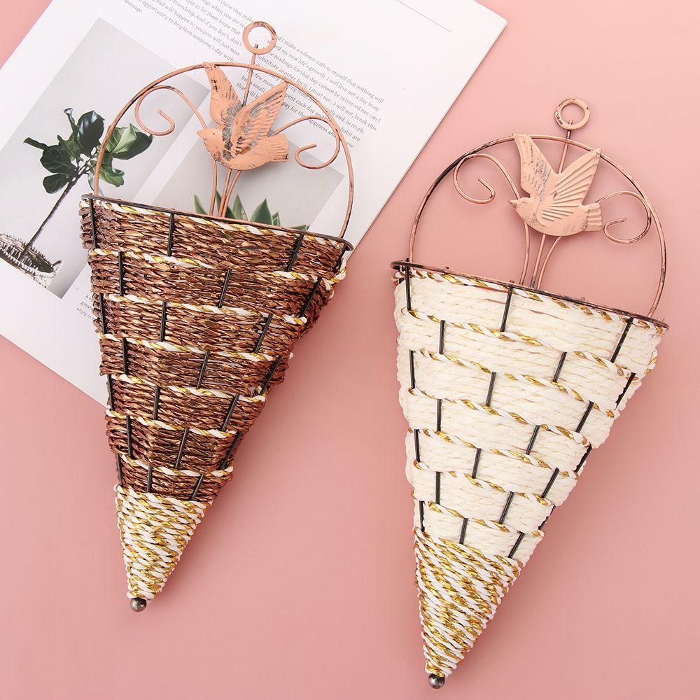 Handcraft Succulent Plant Storage Container Rattan Hanging Basket Flower Basket Garden Decoration