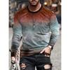 Men's Spring and Autumn Long Sleeve T-shirt Men's Loose Round Neck Hoodie 3D Printed Printed Long Sleeve Top
