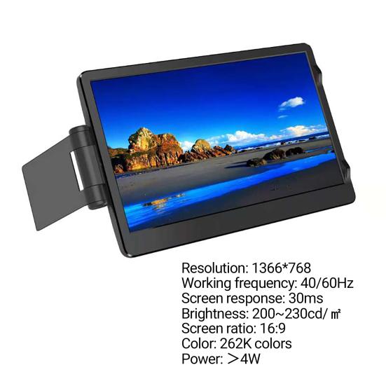 11,6-дюймовый игровой монитор EM116, портативный HDMI-совместимый USB-C 1366x768 TN компьютерный монитор для ноутбука