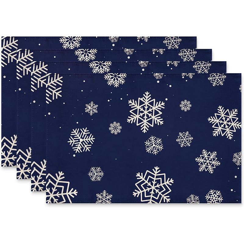 4pcs Christmas Insulated Polyester Meal Mat Merry Christmas Placemats