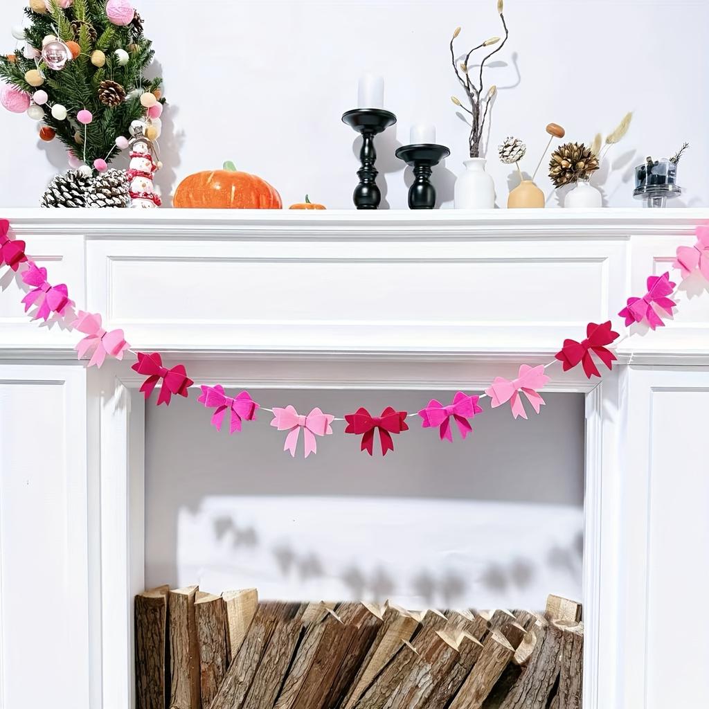 Потрясающий 3D розовый набор гирлянд с бантами для украшения на Рождество, свадьбу и день рождения
