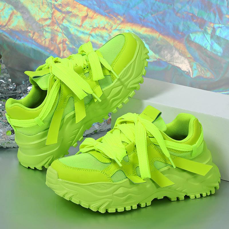 Fashion Spring Green Platform Sneakers Thick Sole Shoes Women Breathable Chunky Sneakers Luxury Tennis Shoes 2025 Outdoors Walking Shoes