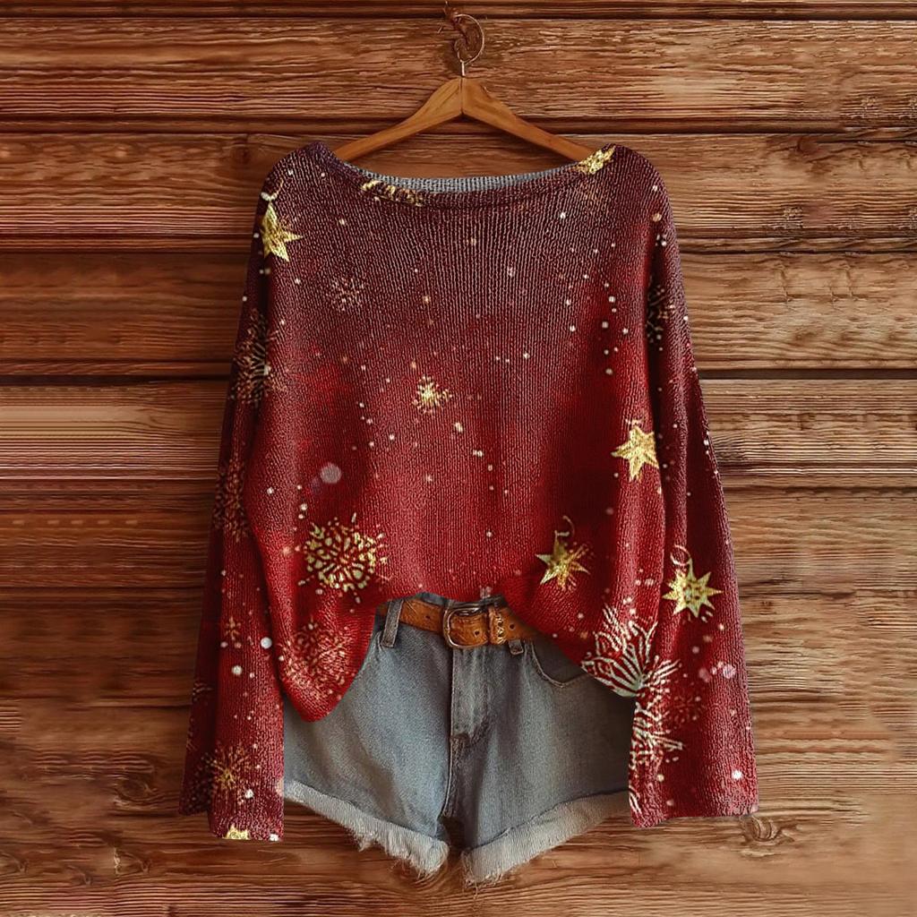 Women's Fashion Long Sleeve Christmas Snowman Snowflake Print Jacket Cardigan