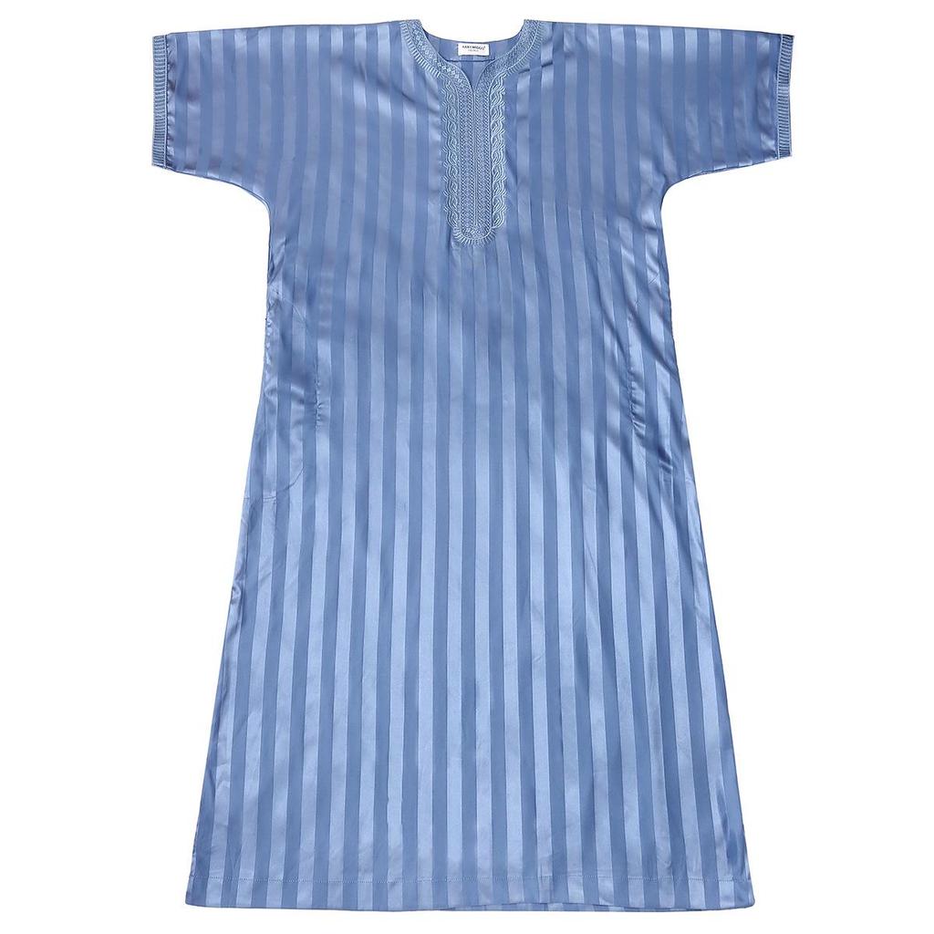 Мужской вышитый полосатый халат со средним рукавом – этнический стиль с коротким рукавом