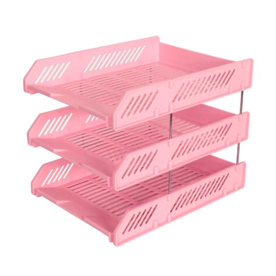 3 Tier Stackable Letter Tray Desk Paper Organizer Plastic File Document Storage Rack for Home Office School