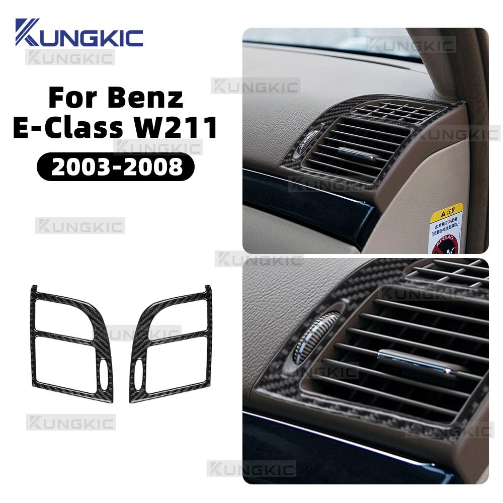 Real Soft Carbon Fiber Car Side Air Outlet Sticker Accessories For Mercedes Benz E Class W211 2003 2004 2005 2006 2007 2008 2009