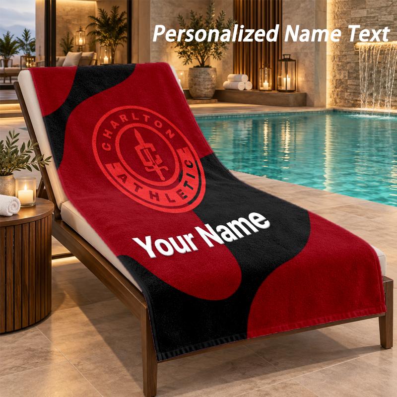 Custom Text Charlton Athletic Print Beach Towel Large Towel For Home Bathroom Beach