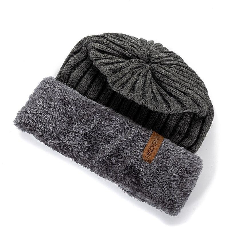 New Unisex Thick Winter Hat Keep Warm Add Fur Lined Flanging Cap Stylish Beanie Hats For Men Women Warm Outdoor Knitted Hat