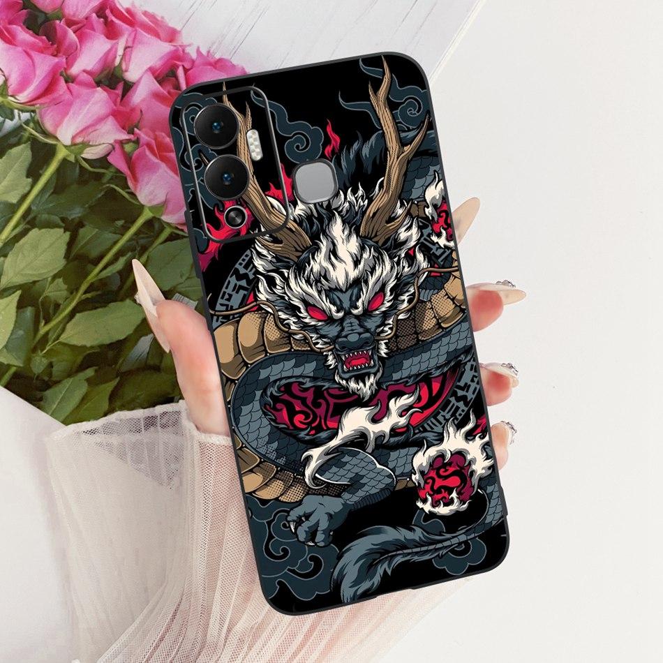 Для Infinix Hot 12 Play 12i Крутой Чехол для Телефона с Рисунком Дракона и Тигра Для Infinix Hot12i 12Play Черные Силиконовые Мягкие Чехлы