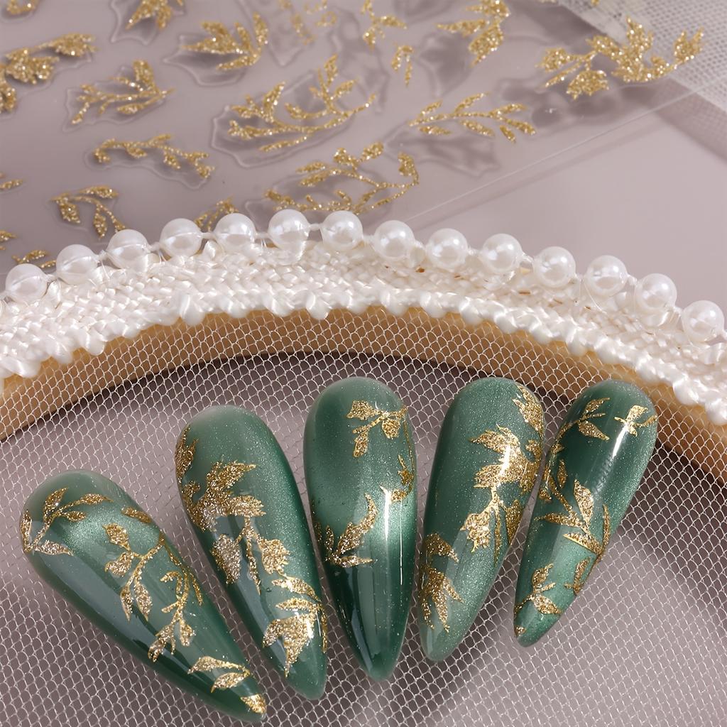 2pcs Leaf Nail Art Stickers Self Adhesive Autumn Leaves Patterns Waterproof DIY Manicure Decoration Beauty Tools for Women Girls