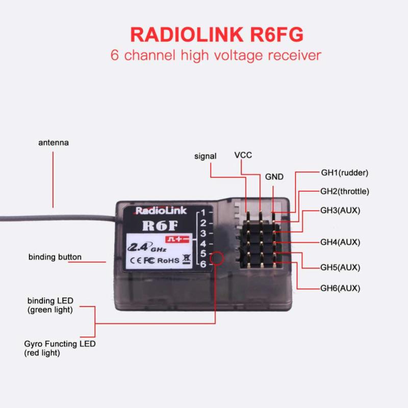 RadioLink R6F 2.4Ghz 6CH 2018 RC приемник аксессуар для RC6GS RC4GS RC3S RC4G T8FB передатчик горячий