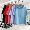 Short Sleeved Hooded Sweatshirt Women Loose Summer Sweatshirt Korean Solid Color Thin Outer Shirt