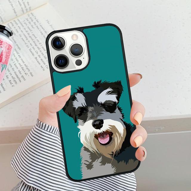 Cute Pet Dog Miniature Schnauzer Phone Case For iPhone 5 6 7 8 Plus X XR XS SE2020 Apple 11 12 13 Mini Pro Max Galaxy S20 S21