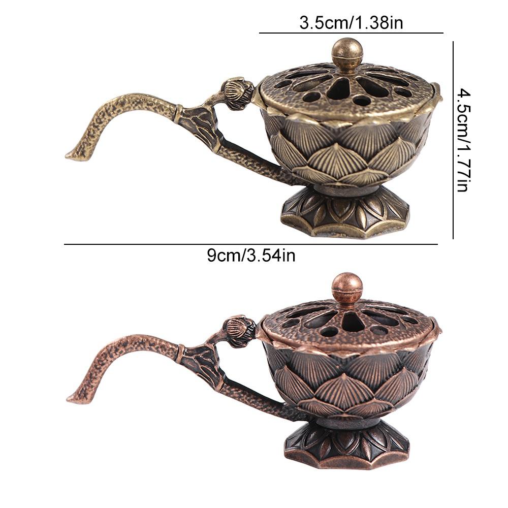 Zinc Zinc Alloy Lotus Hand Stove Small Metal Censer Room Decor Incense Burner  Camping Garden