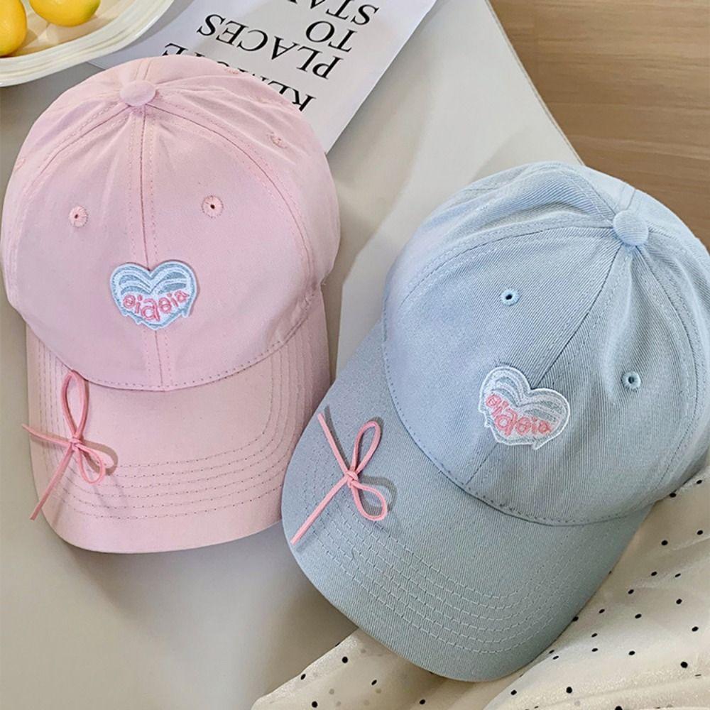 Embroidery Love Heart Baseball Cap Cotton Peaked Cap Sweet Sun Hat Sports