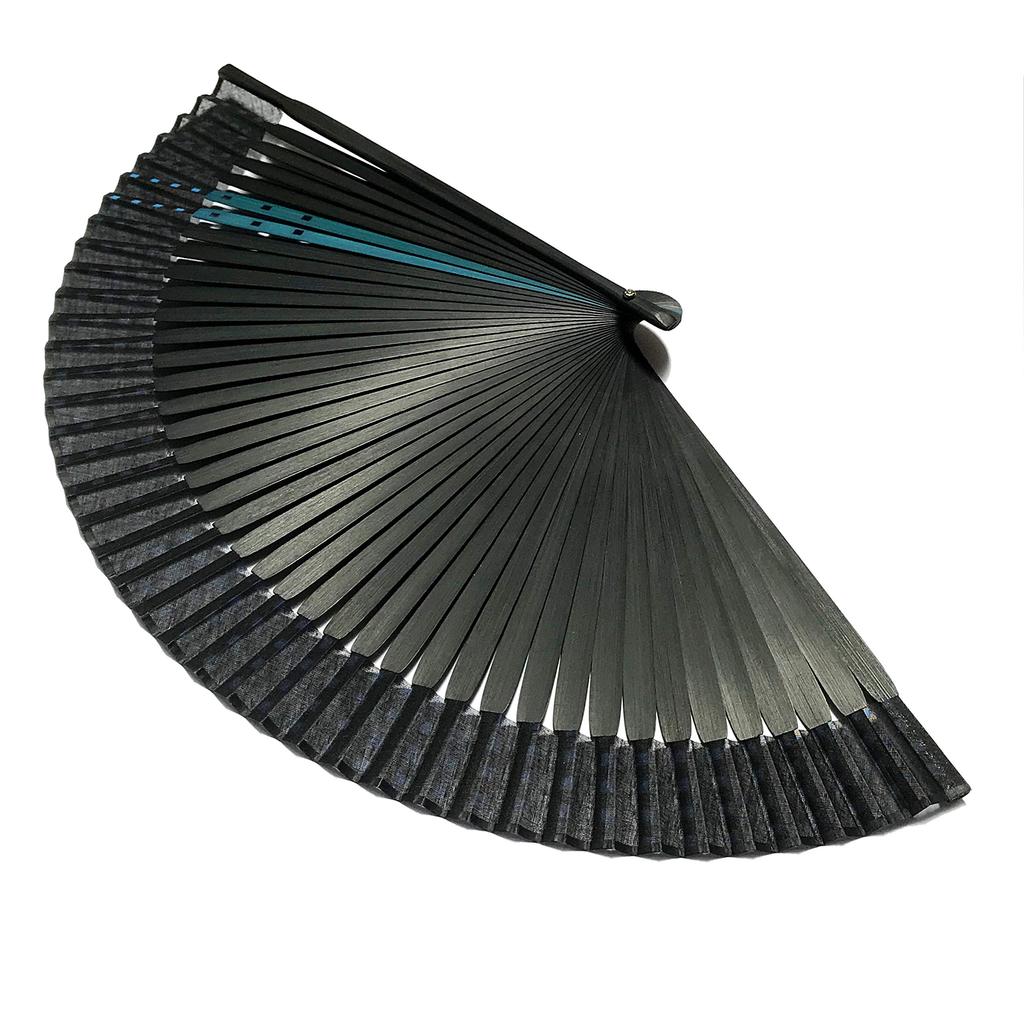 Fan L Fan Fan Bag 6052 Blue [Hana Kanzashi] Men's Set, Black, Blue, Cubic, Large, 22cm, Size, Luxury, Men's, Holder, Included,