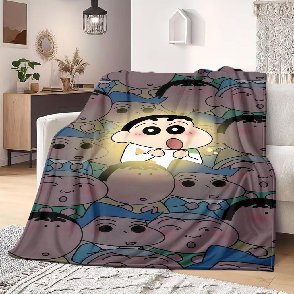 Shinchan Anime Print Blanket Warm  Comfortable Flannel Blanket Suitable for Bedrooms, Sofas, Beds, Chairs, Picnics, Travel