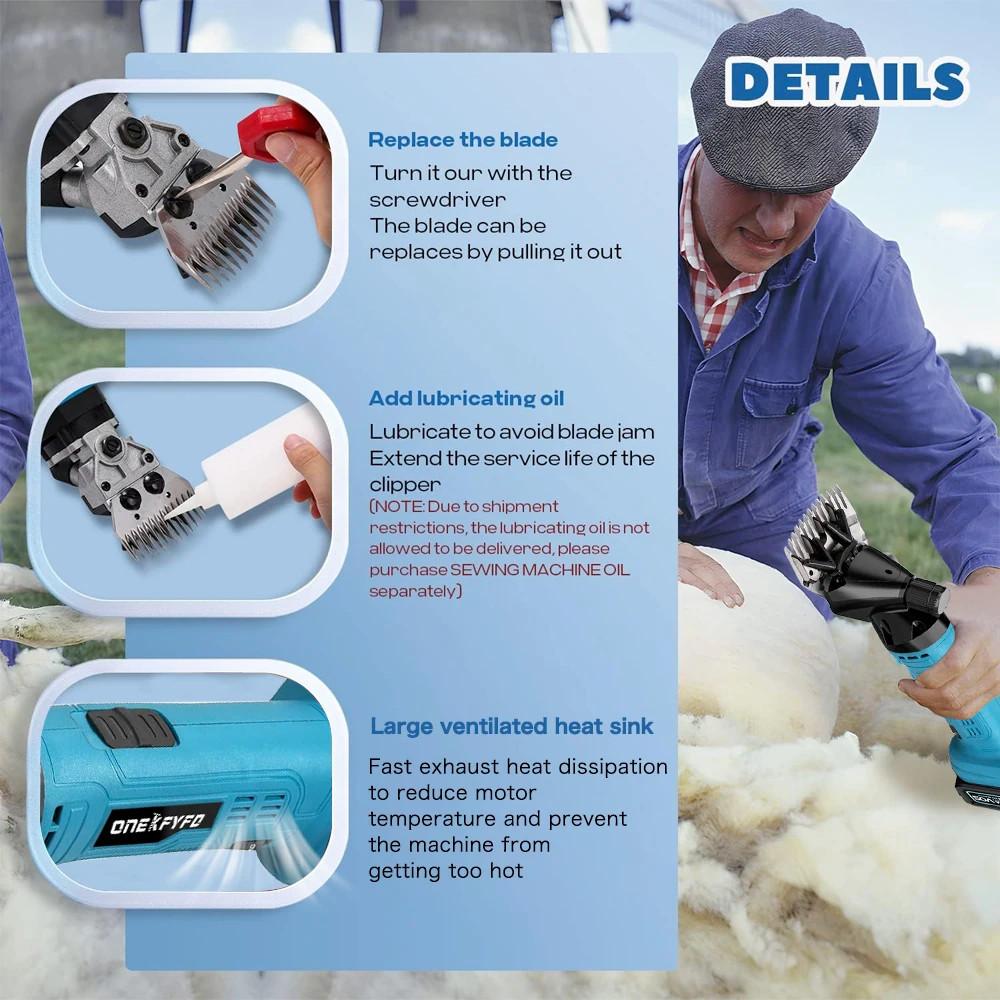 6 Speed 13 Teeth Wireless Portable Electric Wool Shears Farm Animals Hair Trimming Machine Handheld Sheep Shearing Clipper