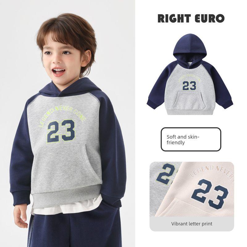Right European Style Boys' Sweatshirt, Children's Casual Versatile Hooded Top, 2026 New Children's Clothing, Baby Spring and Autumn Clothes